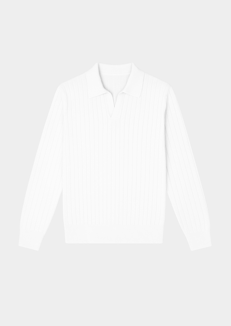 Buttonless Ribbed Polo