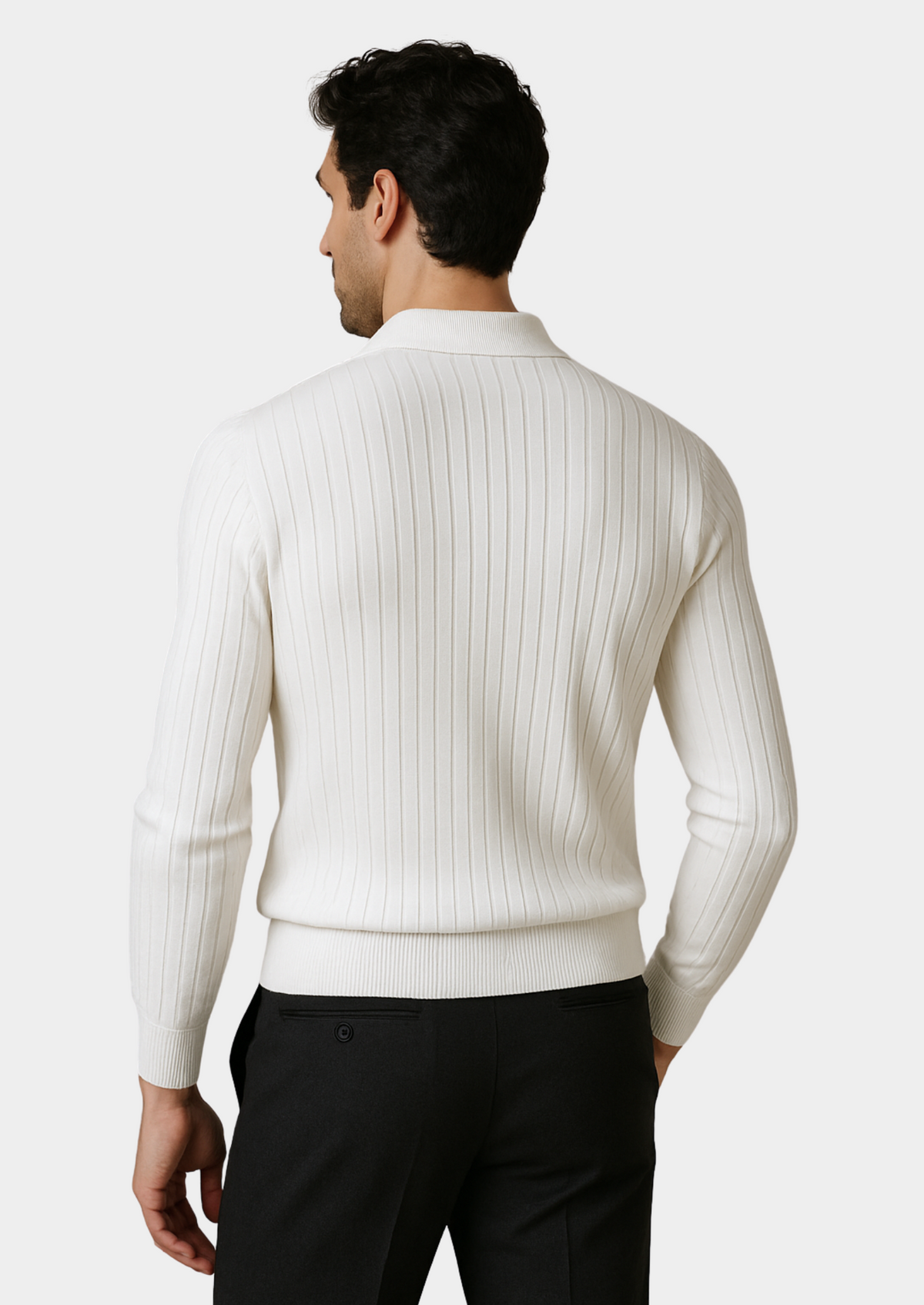 Buttonless Ribbed Polo