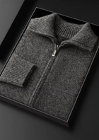 Pure Cashmere Heather Gray Funnel Neck Cardigan