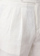White Pleated Linen Seaside Shorts