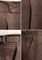 Tuscany Pleated Coastal Trousers - Dark Brown