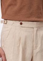 Sand Pleated Linen Seaside Shorts