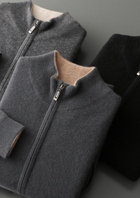 Pure Cashmere Dark Gray Dual Zip Cardigan