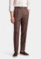 Tuscany Pleated Coastal Trousers - Dark Brown