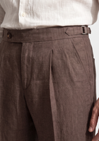 Tuscany Pleated Coastal Trousers - Dark Brown