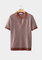Dusty Rose Geometric Textured Zipper Polo