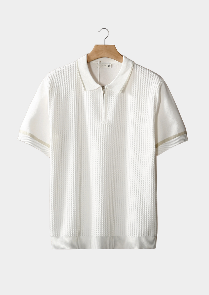 Contrast Trim Zipper Polo