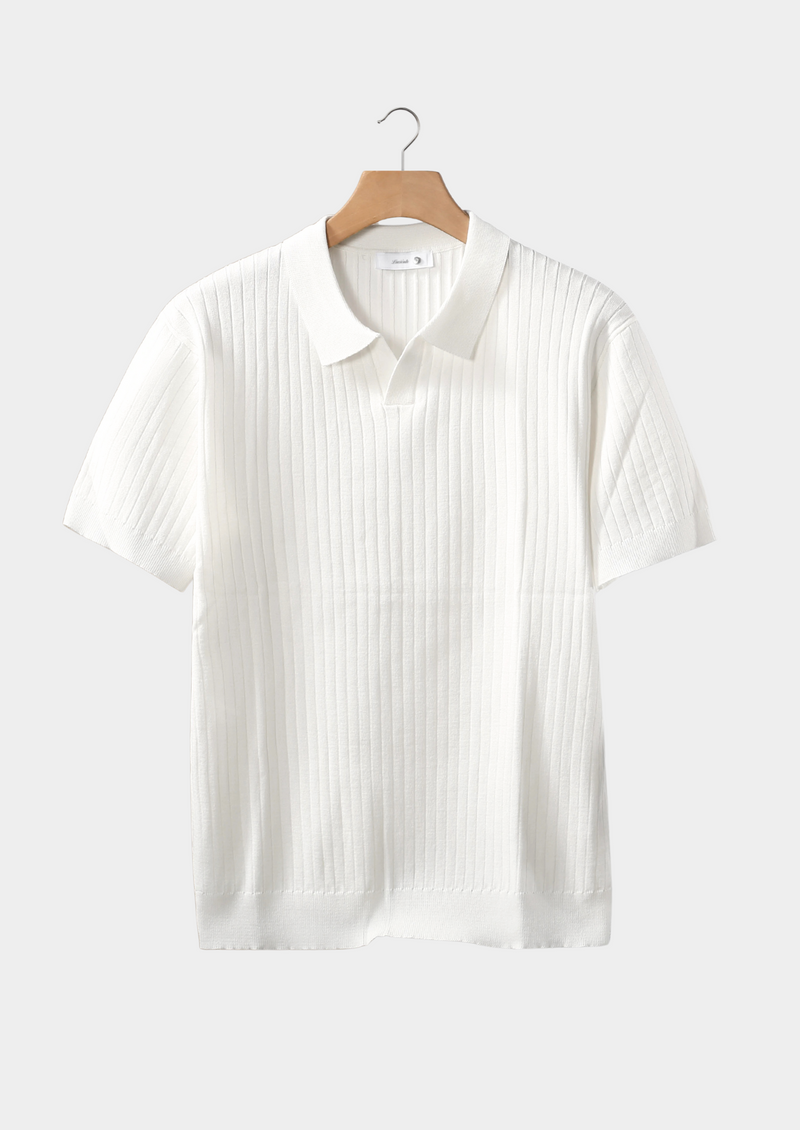 Ribbed Buttonless Polo