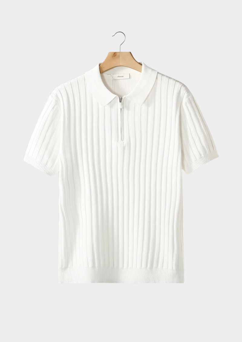 Ribbed Zipper Polo